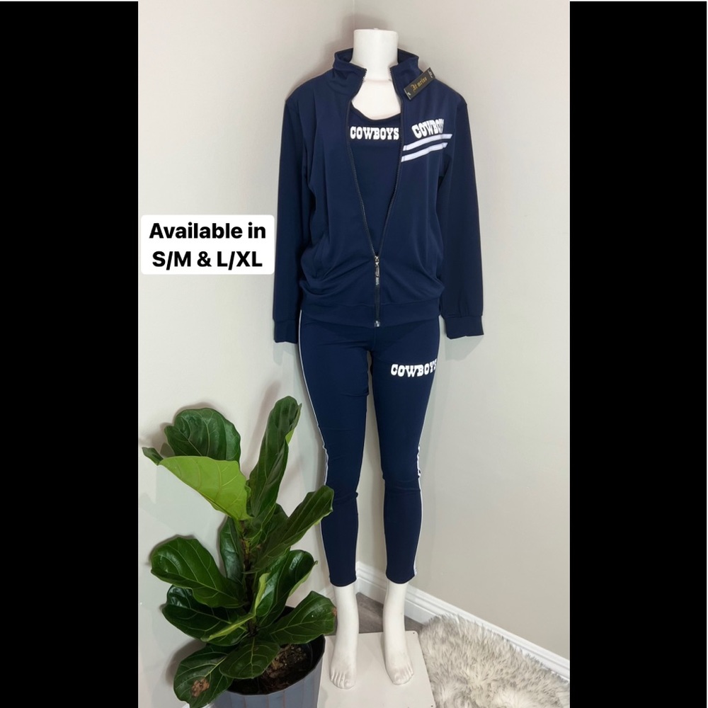 DALLAS COWBOYS 3pc tracksuit (leggings, tank top, zip up sweater) NWT
